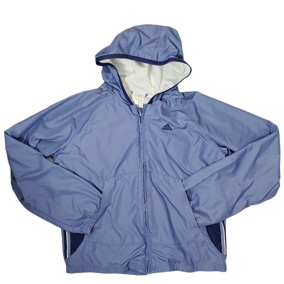 adidas Other - Adidas Blue Full Zip Lined Track Wind Jacket Hood